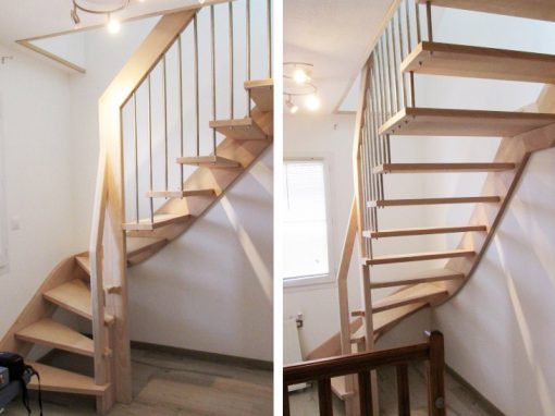 Escalier suspendu avec palier intermédiaire, sans ossature centrale, à Annecy (Haute Savoie, 74)