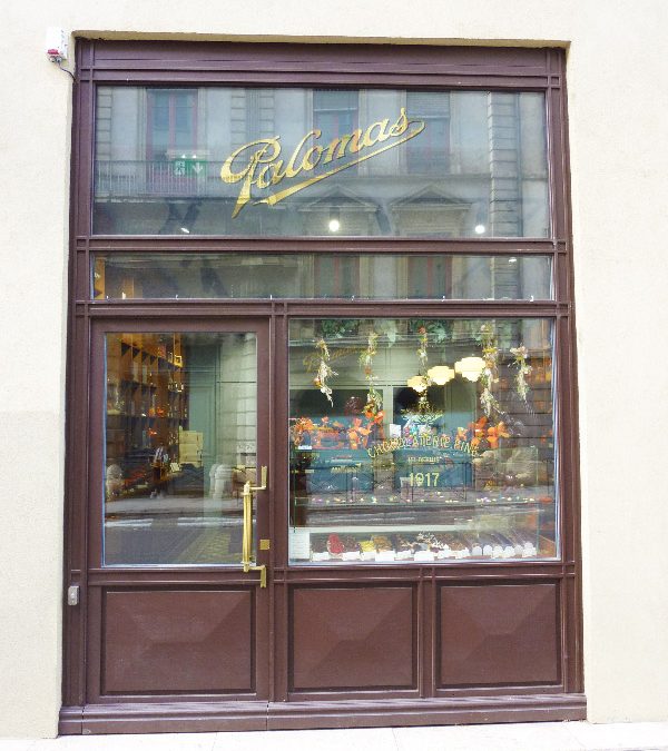 Facade de la chocolaterie Palomas à Lyon (Rhône)